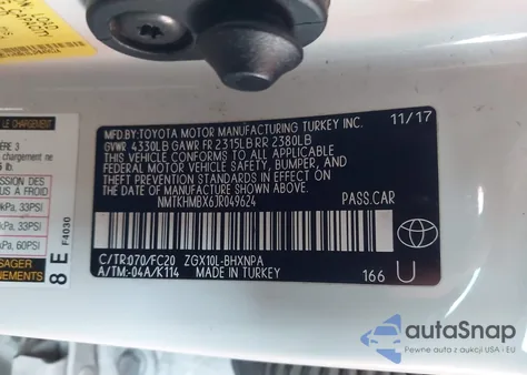 2018 Toyota C-Hr Xle Premium z USA, uszkodzony, nr VIN NMTKHMBX6JR049624